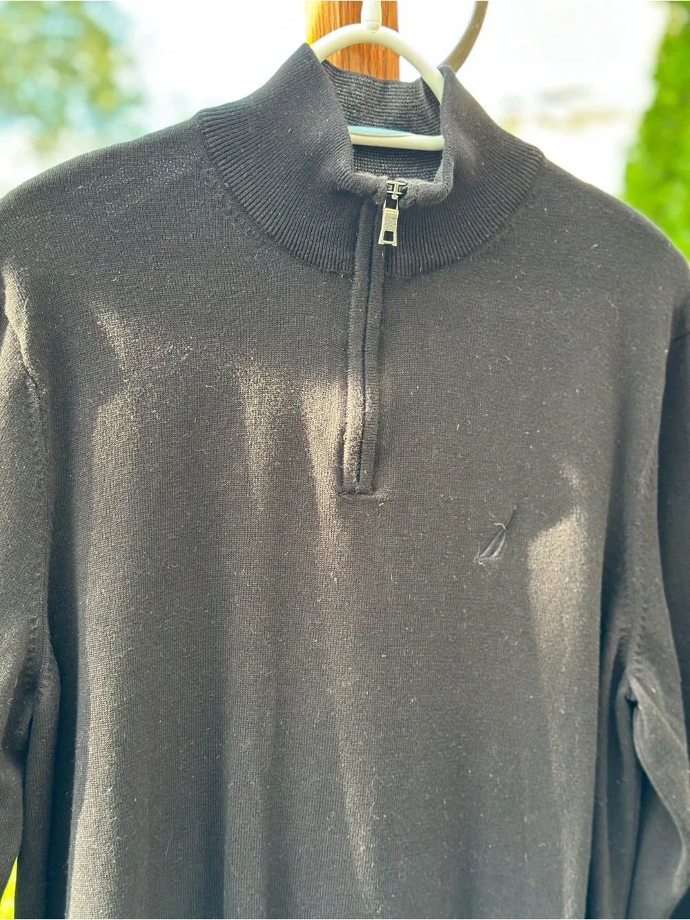 Nautica Mens Black Quarter Zip Sweater Size Large